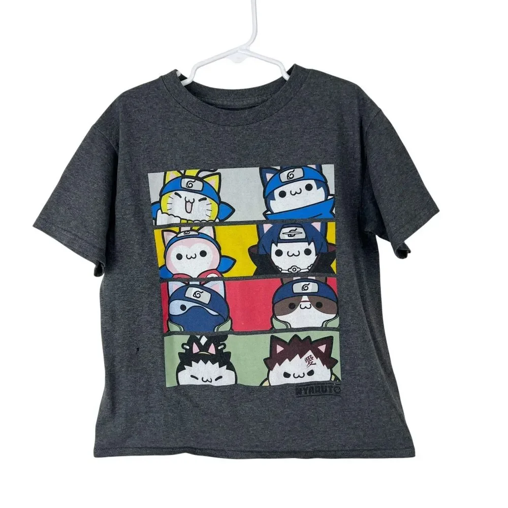 Nyaruto Nyan Cat Naruto Shirt Youth 7 Grey Graphic Casual Tee